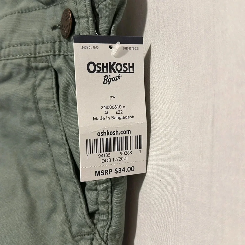 NWT OshKosh B'Gosh green overall shorts size 4T